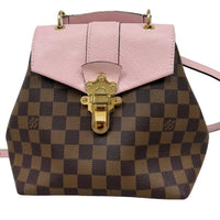 Louis Vuitton Bond Street Top Handle Bag Damier Burgundy Leather MM Brown