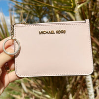Michael Kors Jet Set Large Continental Wallet Wristlet MK Vanilla Pink Blush