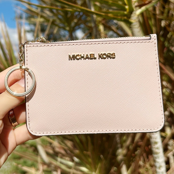 Michael Kors Jet Set Travel Small Leather Top Zip Coin Pouch Key