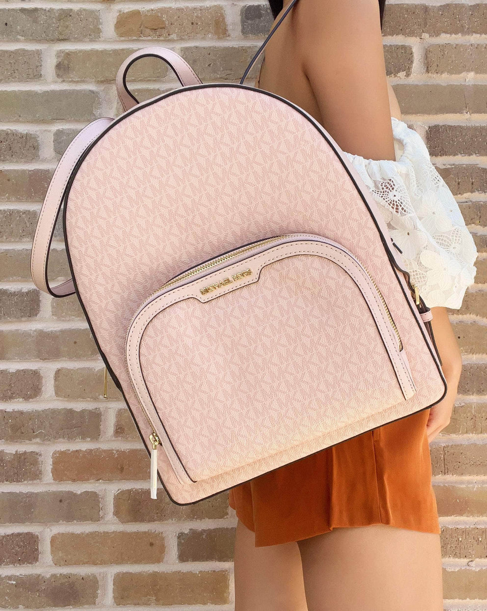 Michael Kors Large Jaycee Abbey Backpack Dark Powder Blush Pink MK  Sig–Gaby's Bags