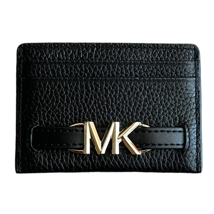 Michael Kors Reed Large Card Holder Wallet MK Signature Logo Leather (Black)