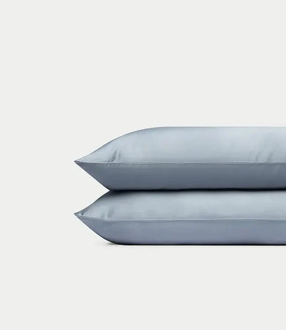Stack of 2 Pillows with Cozy Earth Bamboo Pillowcases in Harbor Mist color