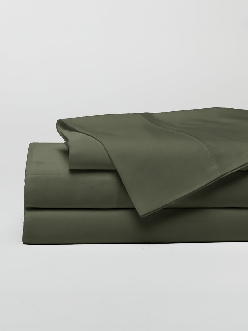 Olive sheet set folded with a white background |Color:Olive
