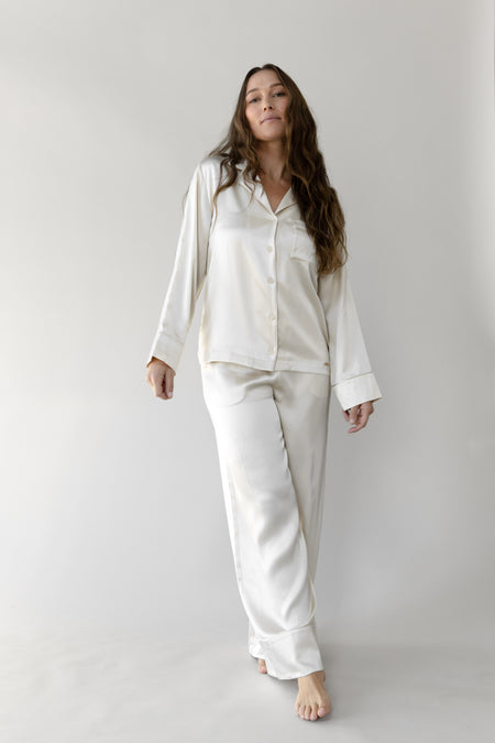 Serenity Silk Classic Long-Sleeve Pajama Top - Cozy Earth