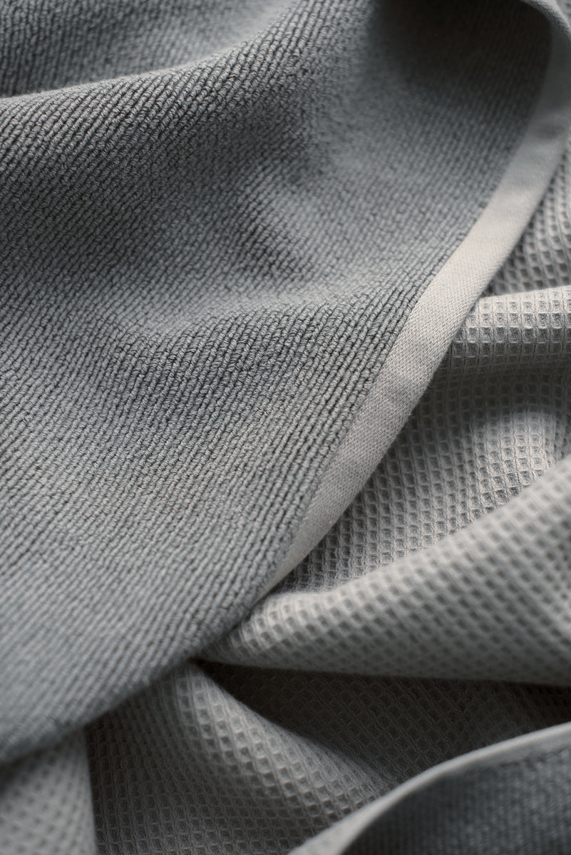 Linen Fabric Washed Steel Grey Waffle Big - LinenMe