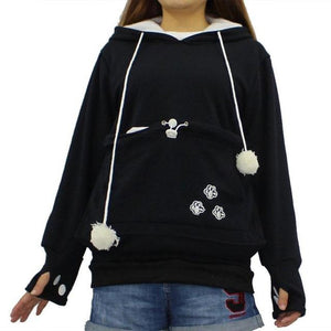 cat hoodie with zipper pouch
