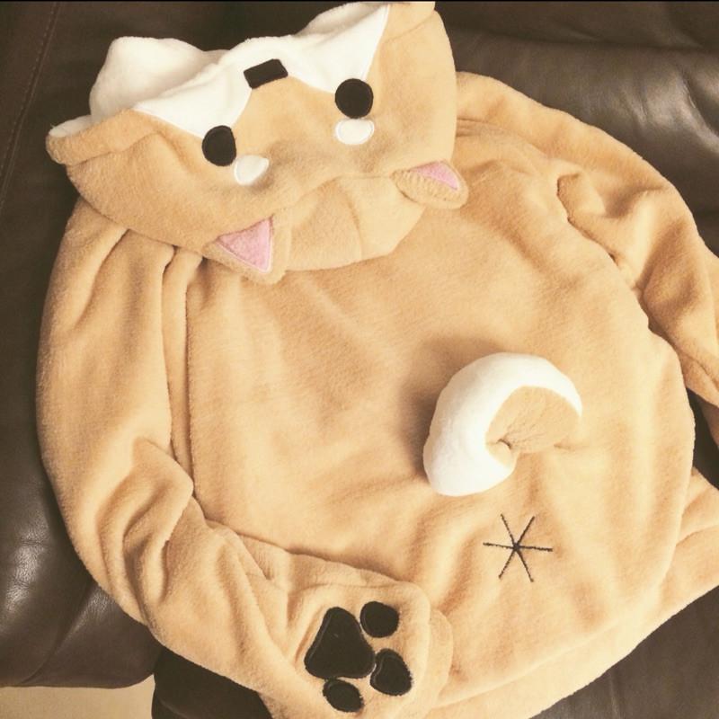 shiba inu hooded plush sweatshirt