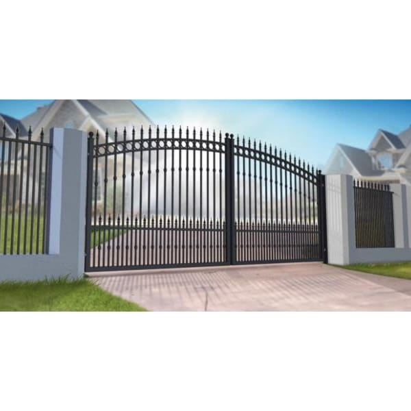 Ornate Curved Top Metal Double Swing Driveway Gate Wrought Iron Black ...