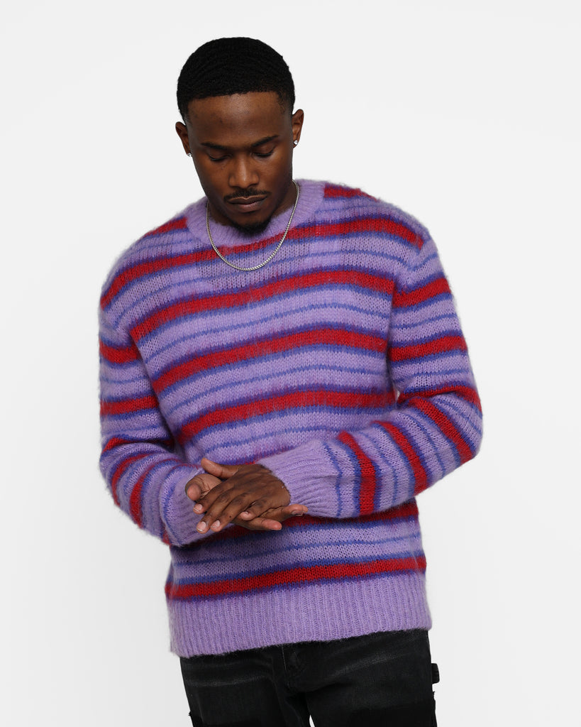 MNML Striped Mohair Sweater Purple | Culture Kings US