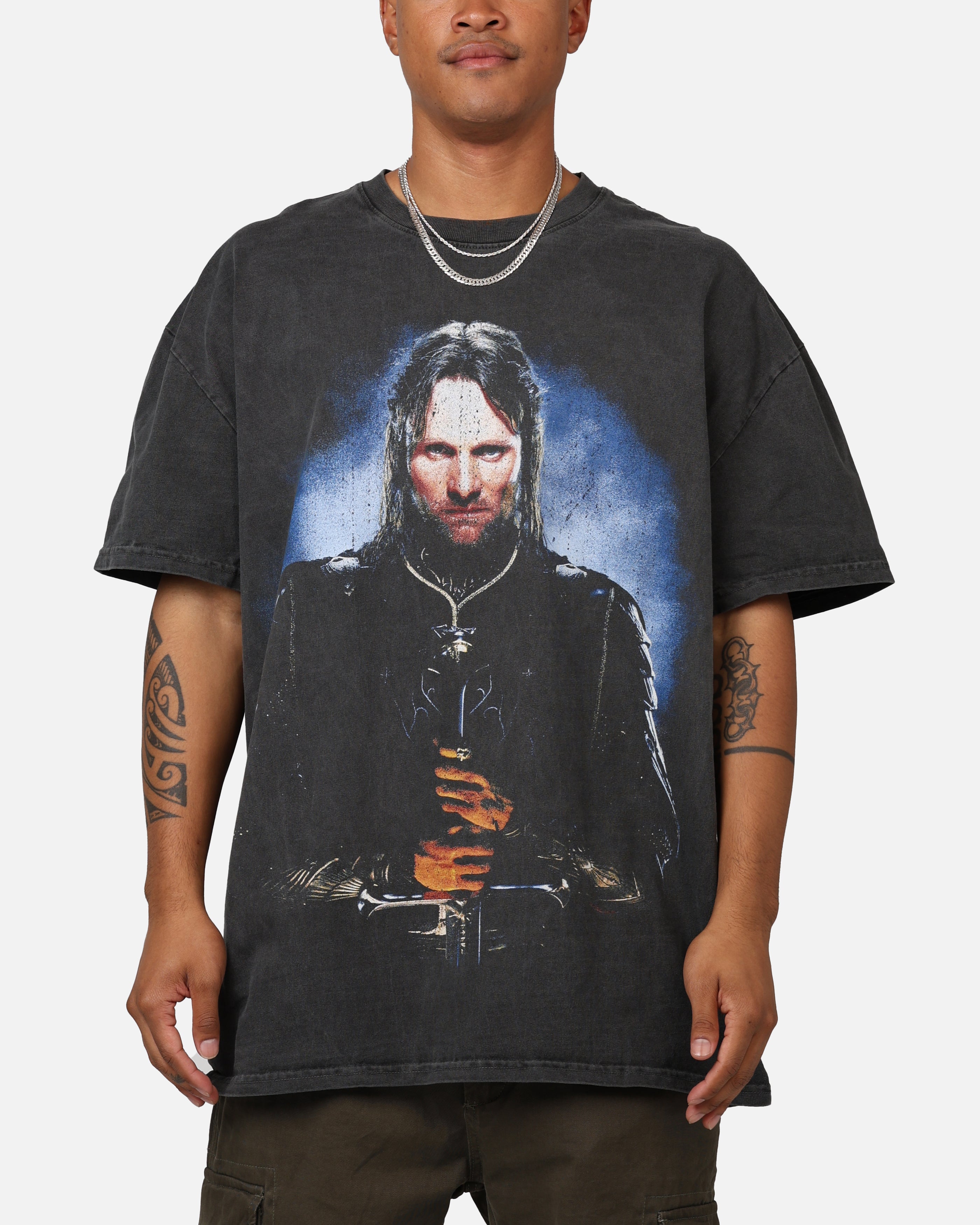 American Thrift X The Lord Of The Rings Aragorn Heavyweight Vintage T-Shirt Black Wash