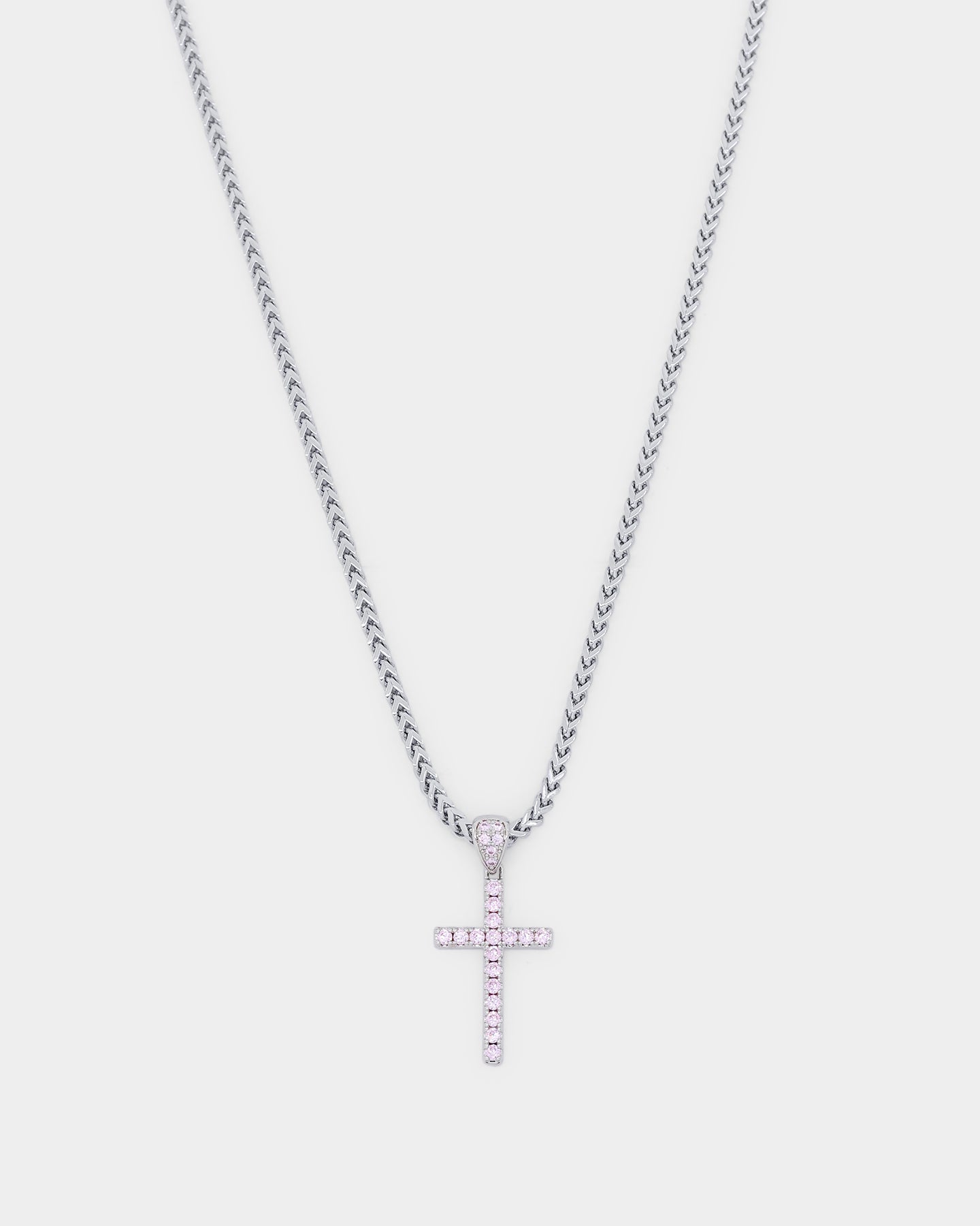 NXS Classic Mini Cross Pendant White Gold/Pink