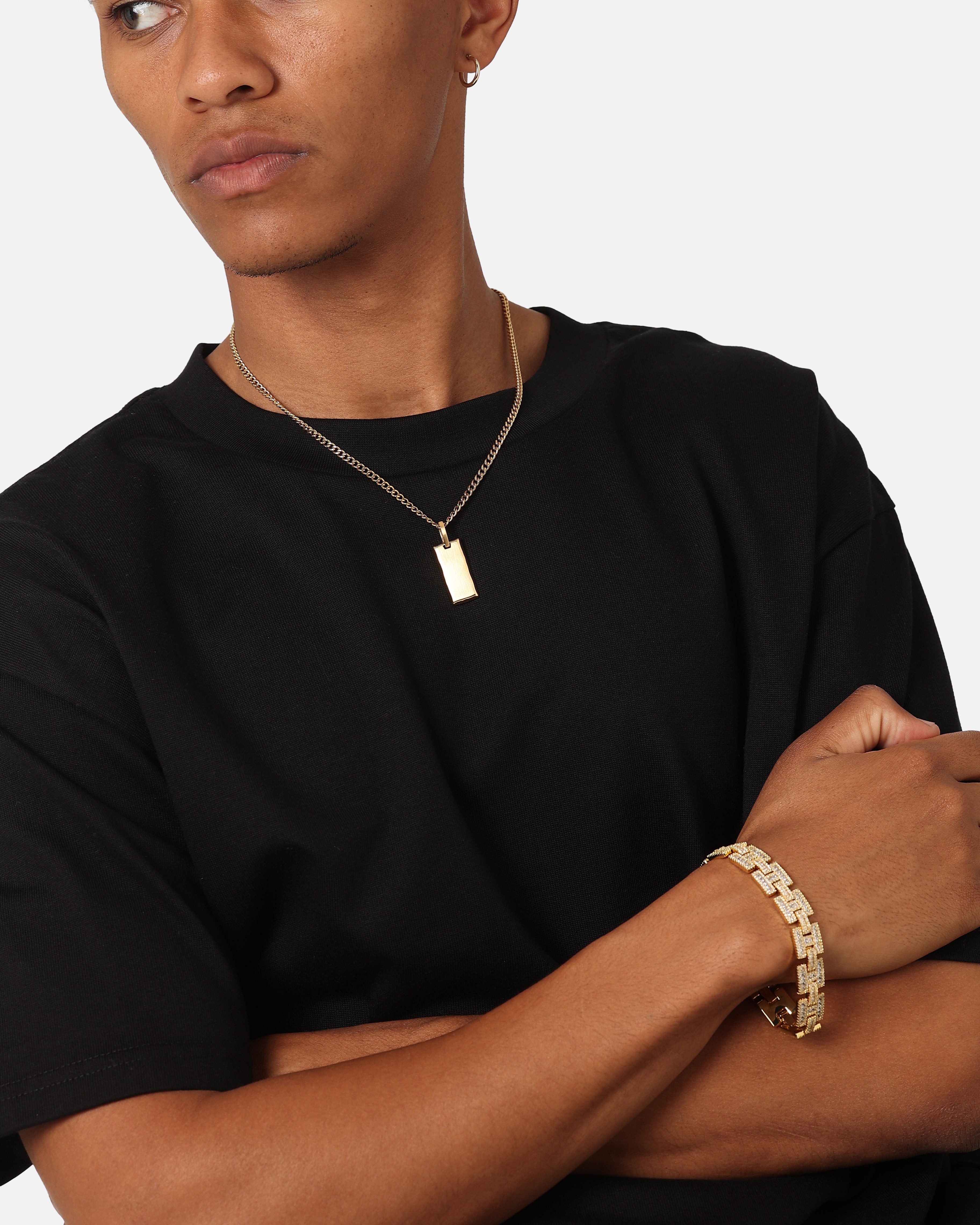 Saint Morta Baguette Interlink Bracelet Iced Gold