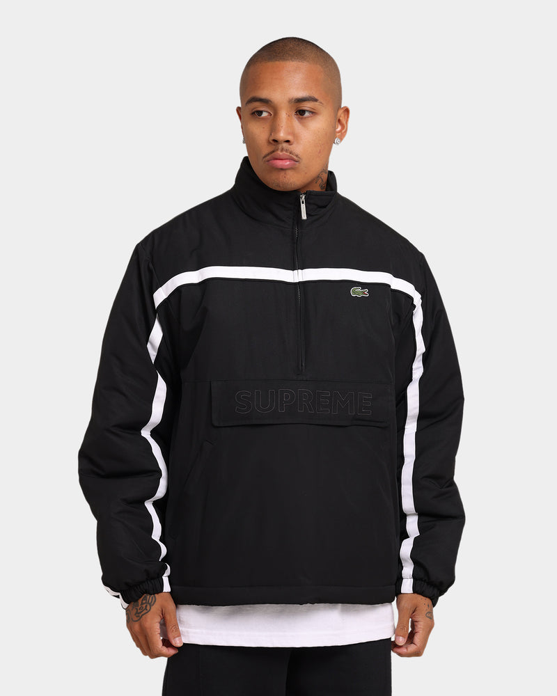 supreme lacoste puffy half zip pullover black