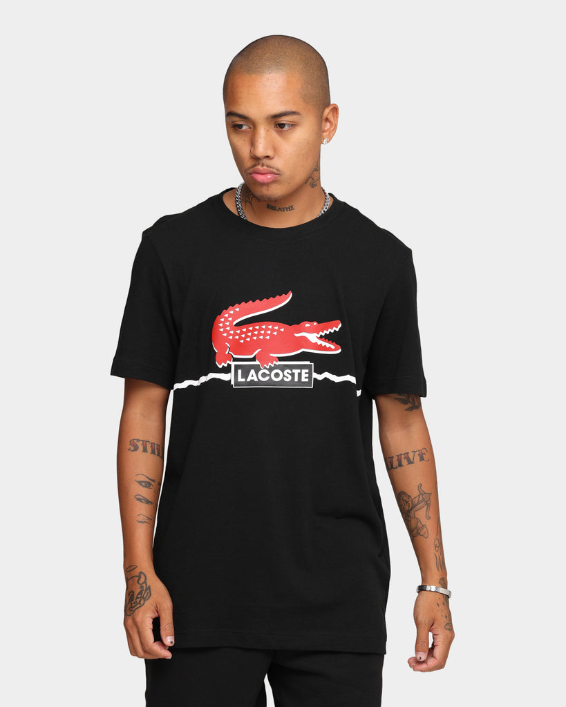 Lacoste Big Croc Logo T-Shirt Black/Red | Culture Kings US