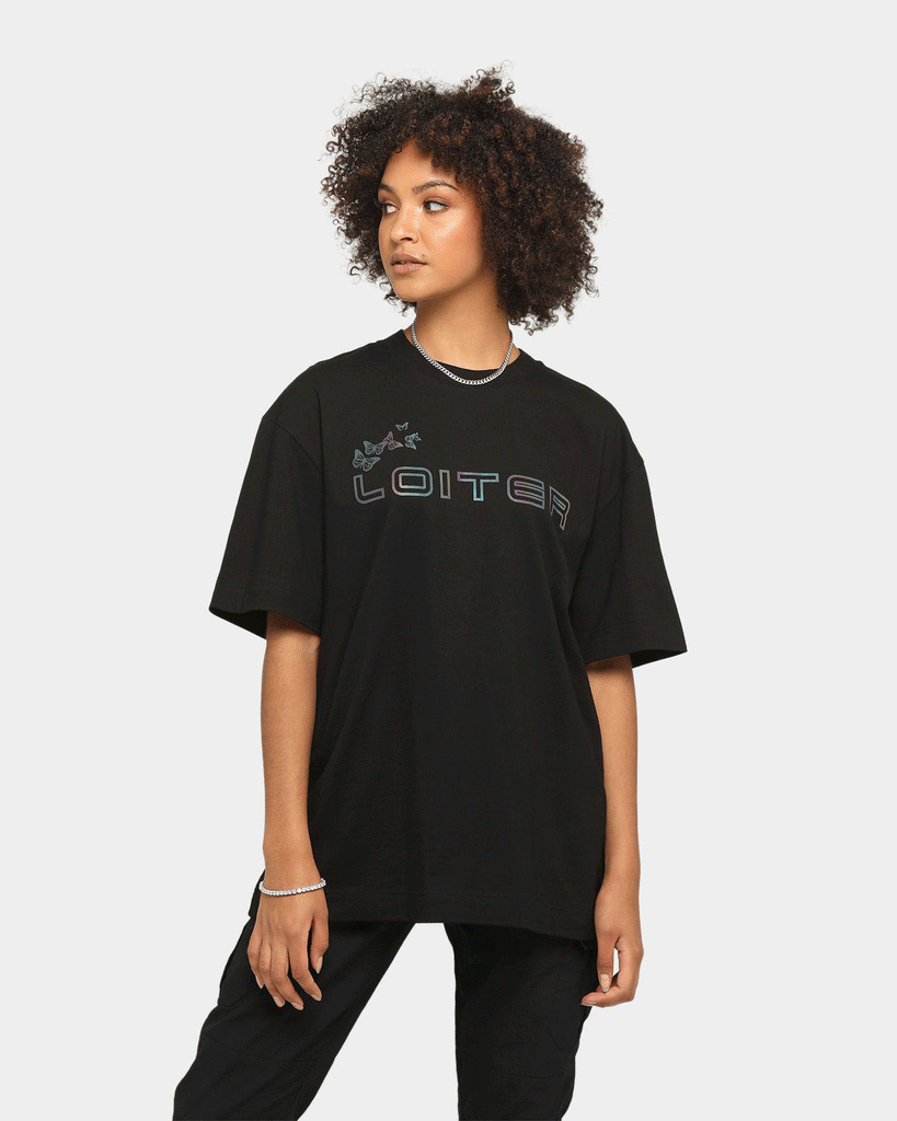 Loiter Reflective Butterfly T-Shirt Black | Culture Kings US