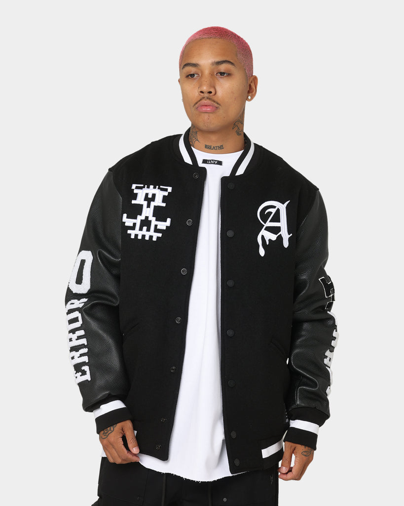 The Anti Order Dead Pixel Leather Varsity Jacket Black/White | Culture ...