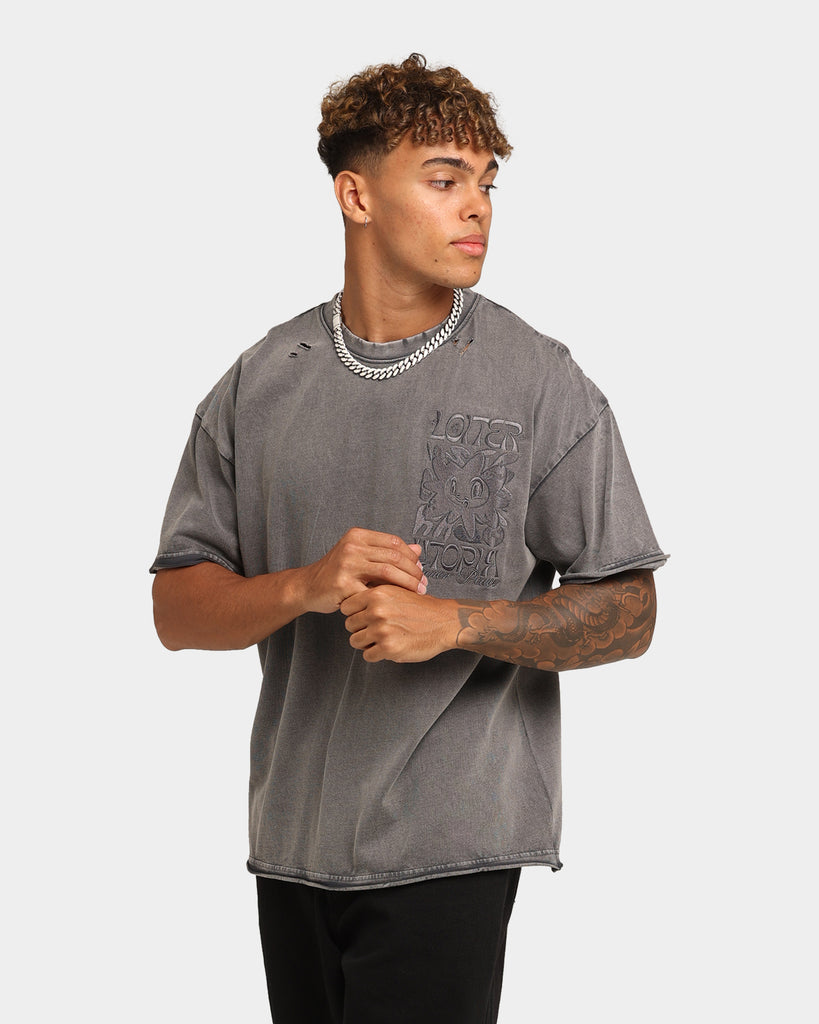 Loiter Utopia Raw T-Shirt Charcoal