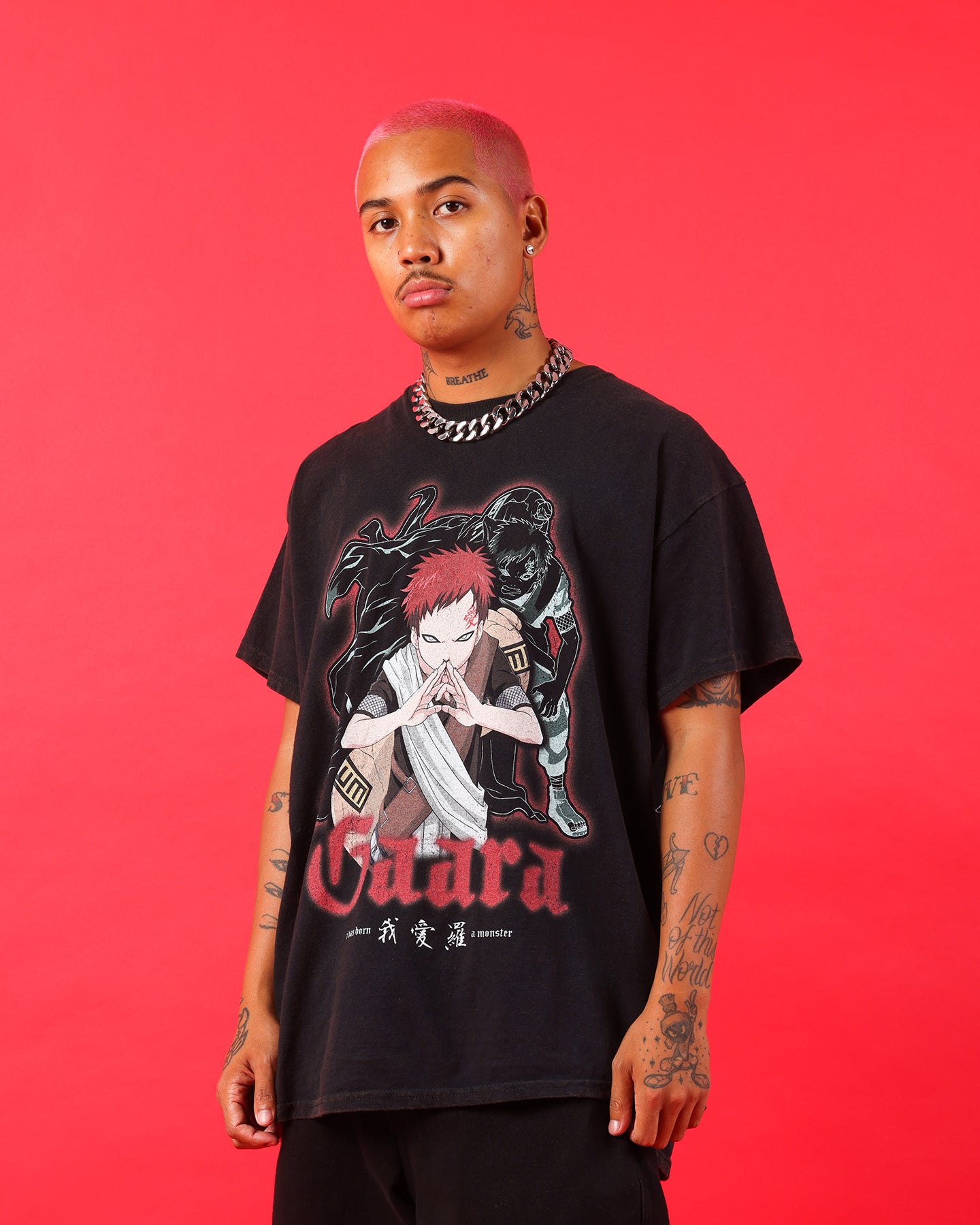 Goat Crew X Naruto Gaara Vintage T-Shirt Black Wash - snowhoodie