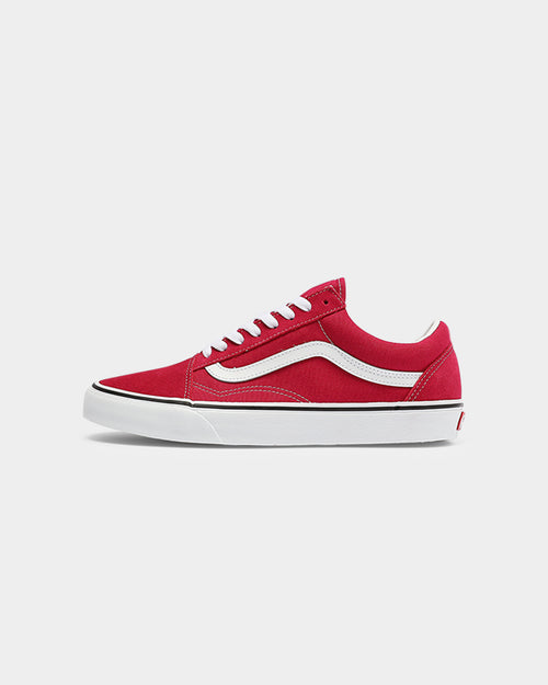 suede vans red