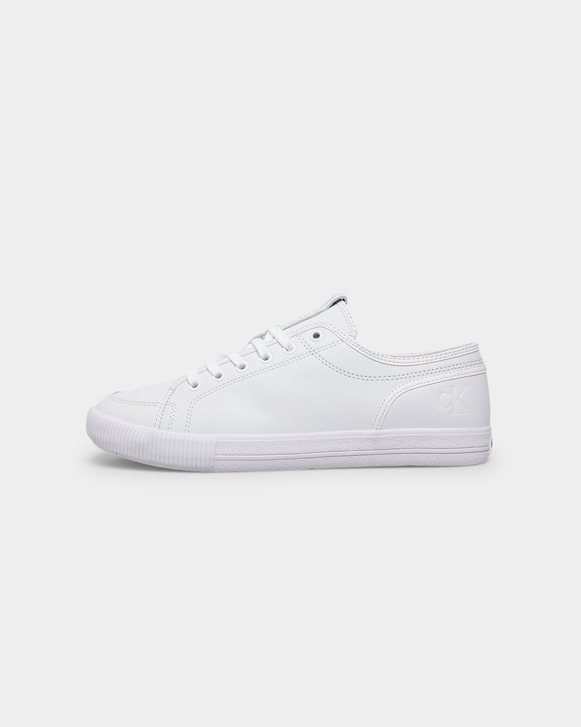 Calvin Klein Essential Vulcanised Lace Up Sneakers Triple White ...