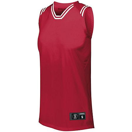 Ladies Retro Basketball Jersey Scarlet/white Single & Shorts