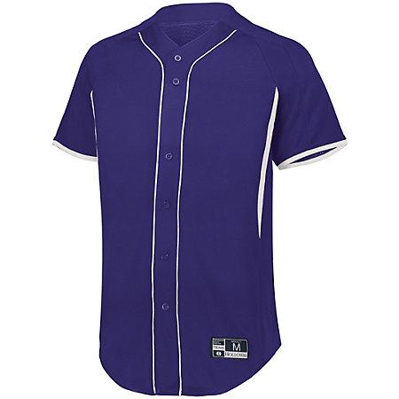 purple and white baseball jersey