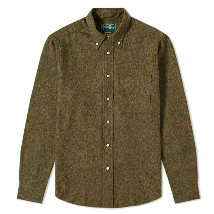 Gitman Vintage - Olive Cotton Tweed Button Down Shirt