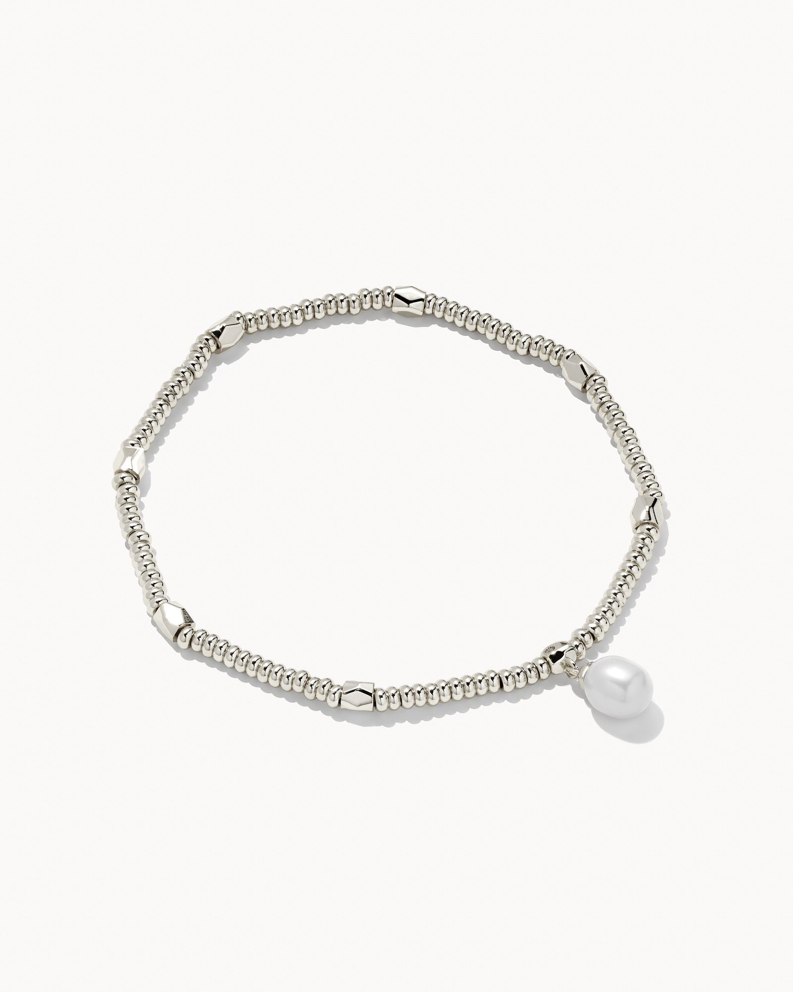 Ashton Gold Half Chain Bracelet in White Pearl