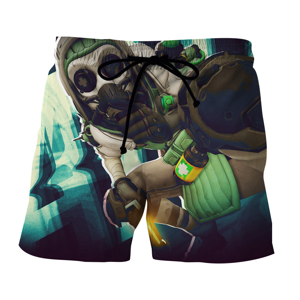 Overwatch Plague Doctor Gas Mask Dope Streetwear Beach Shorts ...