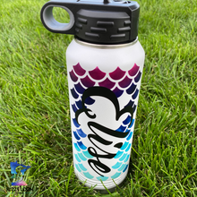 Personalized Mermaid Scales | 32oz Insulated Bottle with Straw and Spout