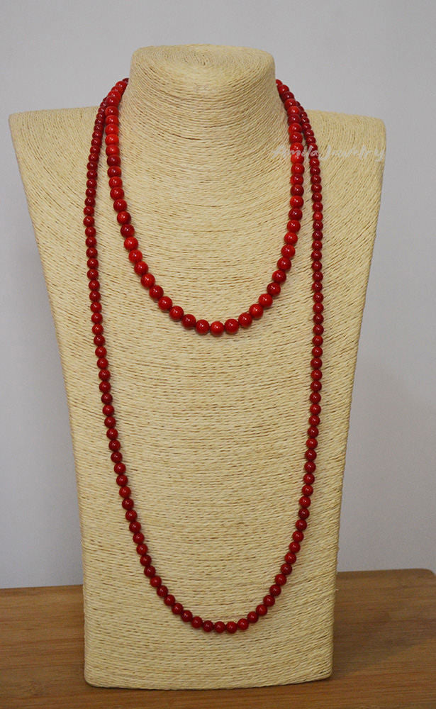 red coral bead necklace