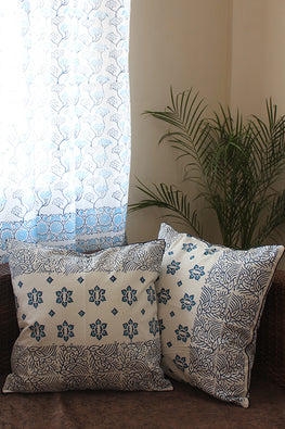 Sootisyahi 'Ambar' Handblock Printed Cotton Cushion Cover Set-36