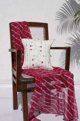 Urmul 'Lata'Handembroidered Cushion Cover
