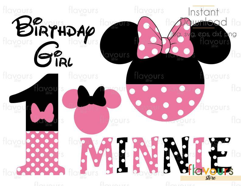 Download 1st Birthday Minnie Pink Set - Disney - Cuttable Design ...