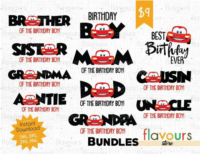 Download Lightning Mcqueen Cars Bday Boy Bundle Svg Cut File Flavoursstore