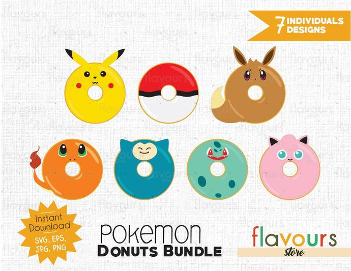 Download Pokemon Donuts Inspired Bundle Instant Download Svg Cut File Flavoursstore
