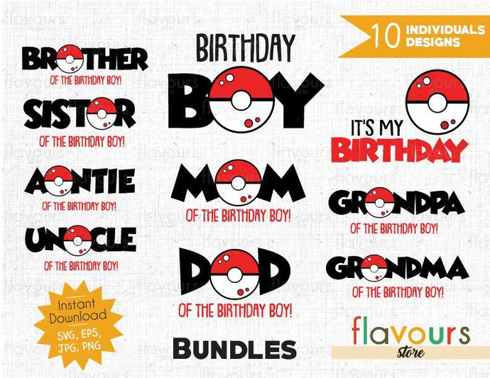 Download Pokeball Pokemon Bday Boy Bundle Svg Cut File Flavoursstore