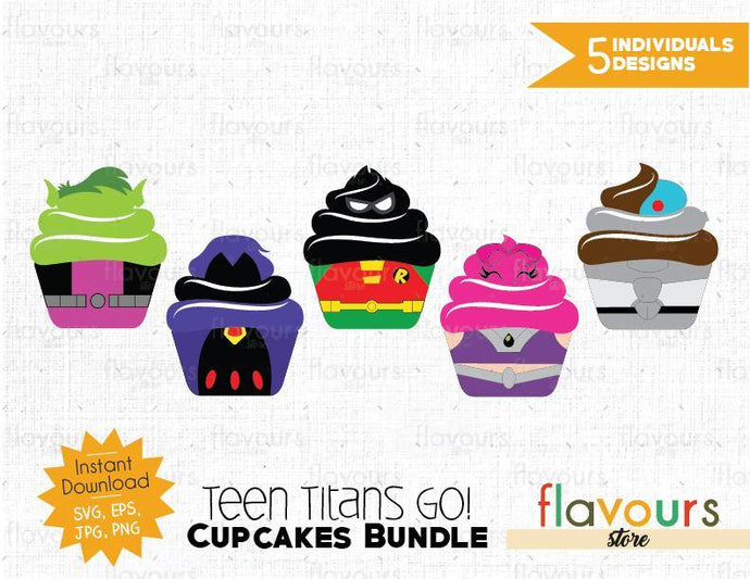 Download Teen Titans Go Cupcakes Bundle Cuttable Design Files Svg Eps Jpg Flavoursstore