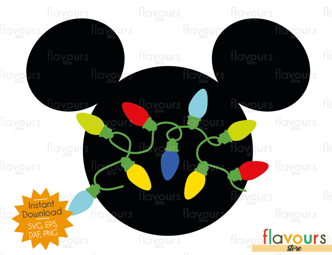 Mickey Christmas Lights Disney Cuttable Design Files Svg Eps Dx Flavoursstore 8556
