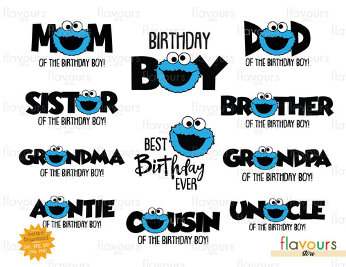 4th Birthday Baby Cookie Monster SVG PNG File, Birthday Svg