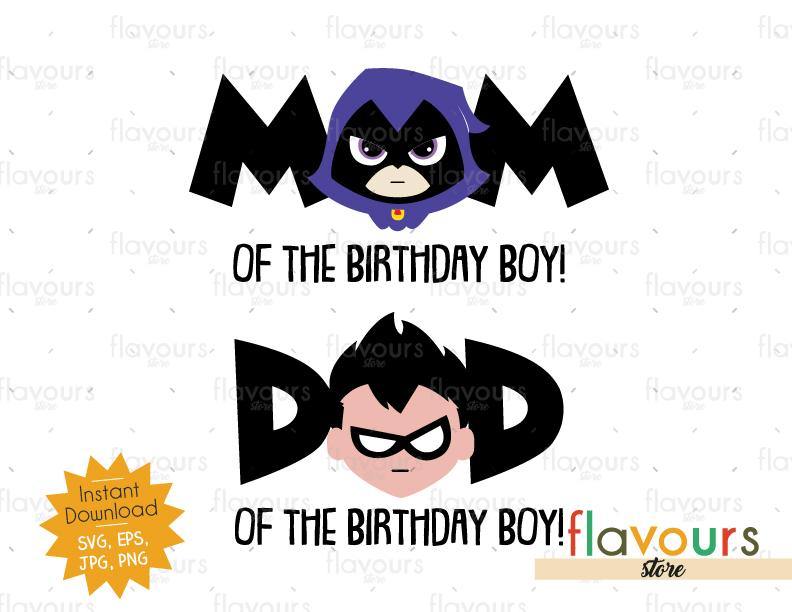 Download Mom And Dad Birthday Boy Robin And Raven Teen Titans Go Instant Flavoursstore PSD Mockup Templates