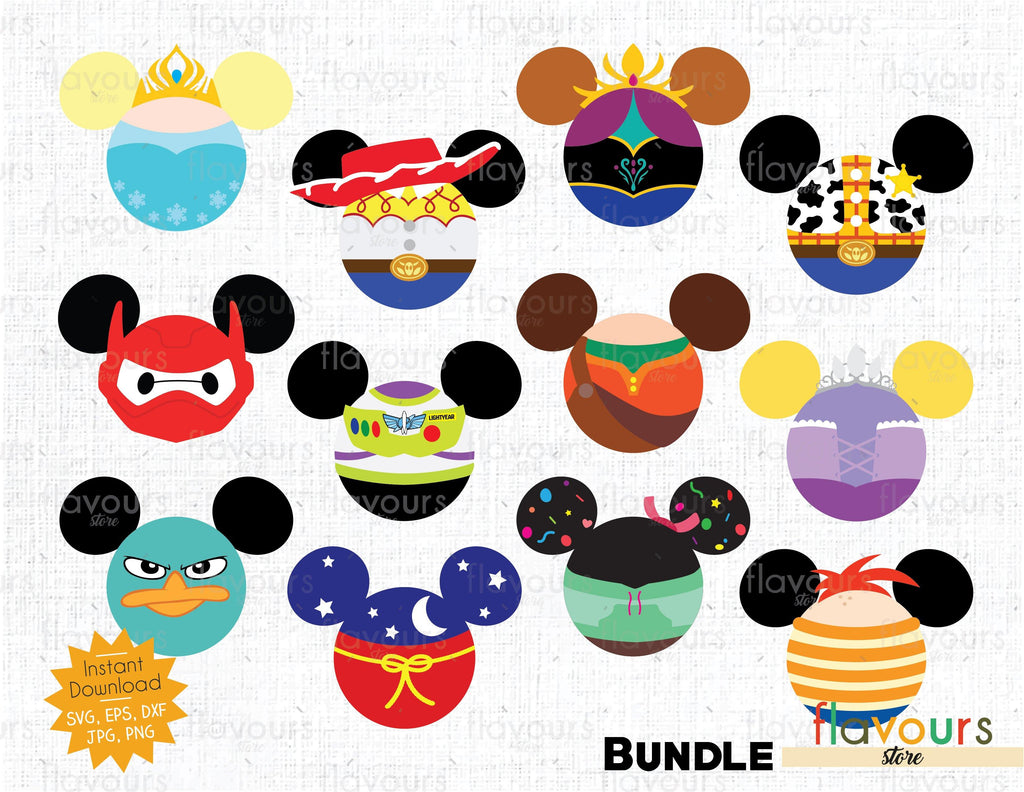 Disney Characters Ears Bundle Cuttable Design Files FlavoursStore