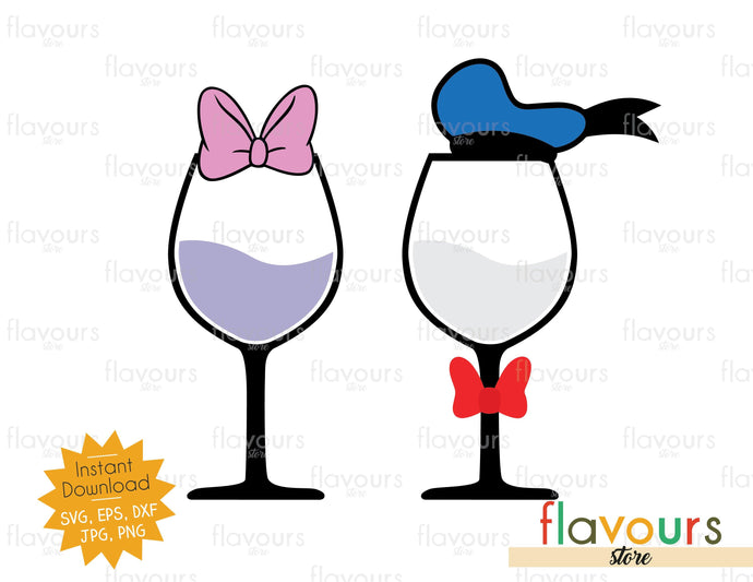 Download Donald And Daisy Wine Glasses Svg Cut File Flavoursstore