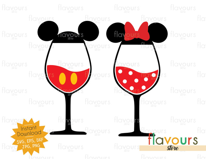 Download Mickey And Minnie Wine Glasses Svg Cut File Flavoursstore