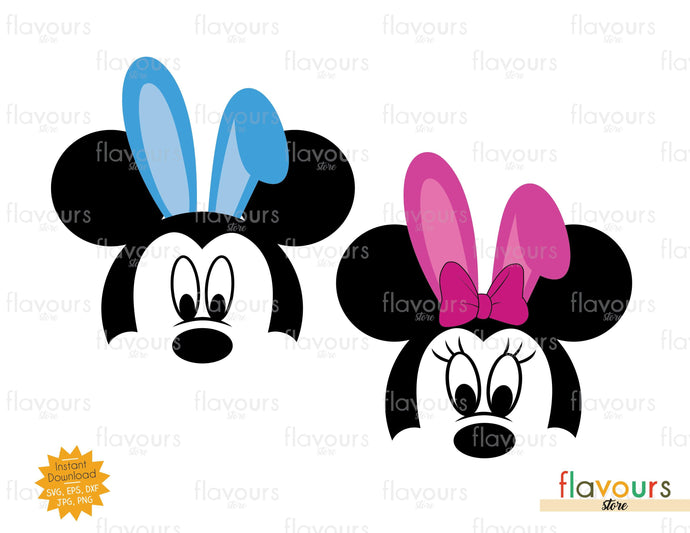 Download Mickey And Minnie Face Bunny Ears Svg Cut File Flavoursstore