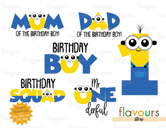 Download Minion Birthday Boy 1st Birthday Bundle Svg Cut File Flavoursstore