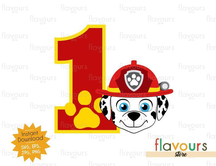 Number 1 Marshall Paw Patrol Instant Download Svg Files Flavoursstore