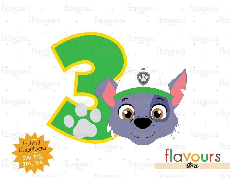 Download Three - Rocky Face - Paw Patrol - Instant Download - SVG ...