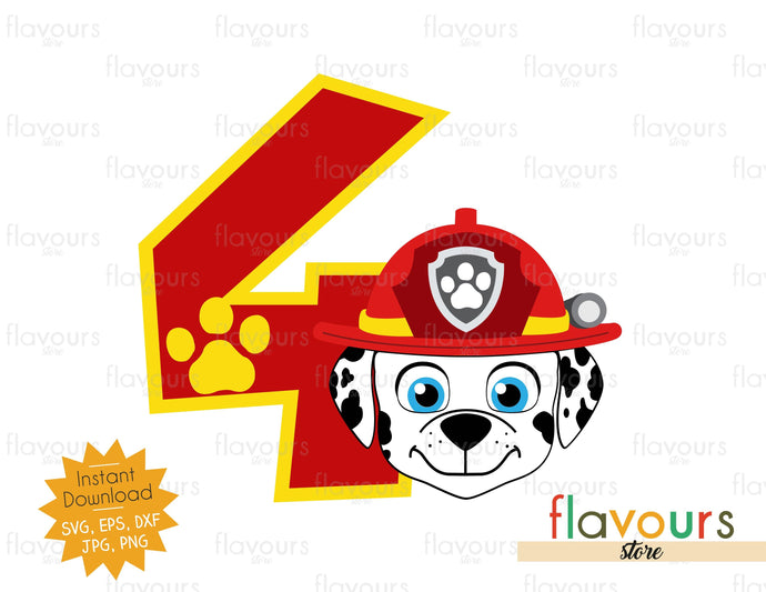 Download Number 4 Marshall Paw Patrol Instant Download Svg Files Flavoursstore