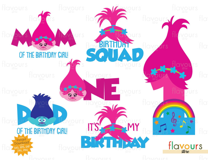 Download Poppy Trolls 1st Birthday Bundle Svg Cut File Flavoursstore